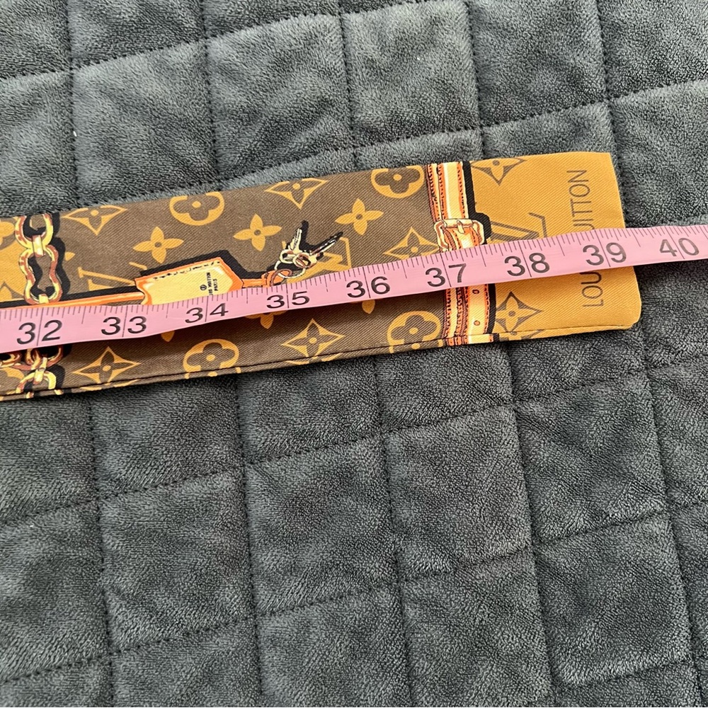Louis Vuitton bandeau satin silk head band hair tie scarf brown monogram B14 - Picture 7 of 8